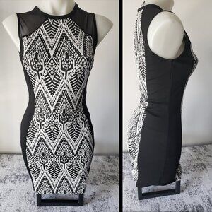 Black White Boho Print Sleeveless Slimming Tank Dress